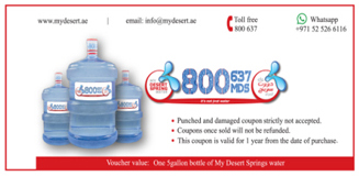 Grab a VIP coupon from the best water in UAE- My Desert Spring Water